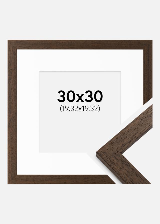 Cadre Brown Wood 30x30 cm - Passe-partout Blanc 8x8 inches