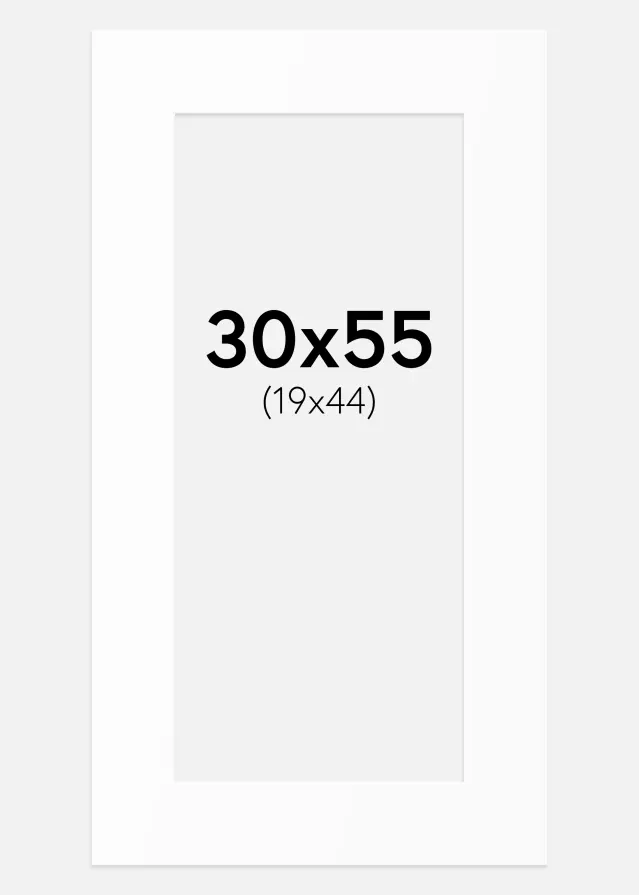 Passe-partout Blanc Standard (noyau blanc) 30x55 cm (19x44)