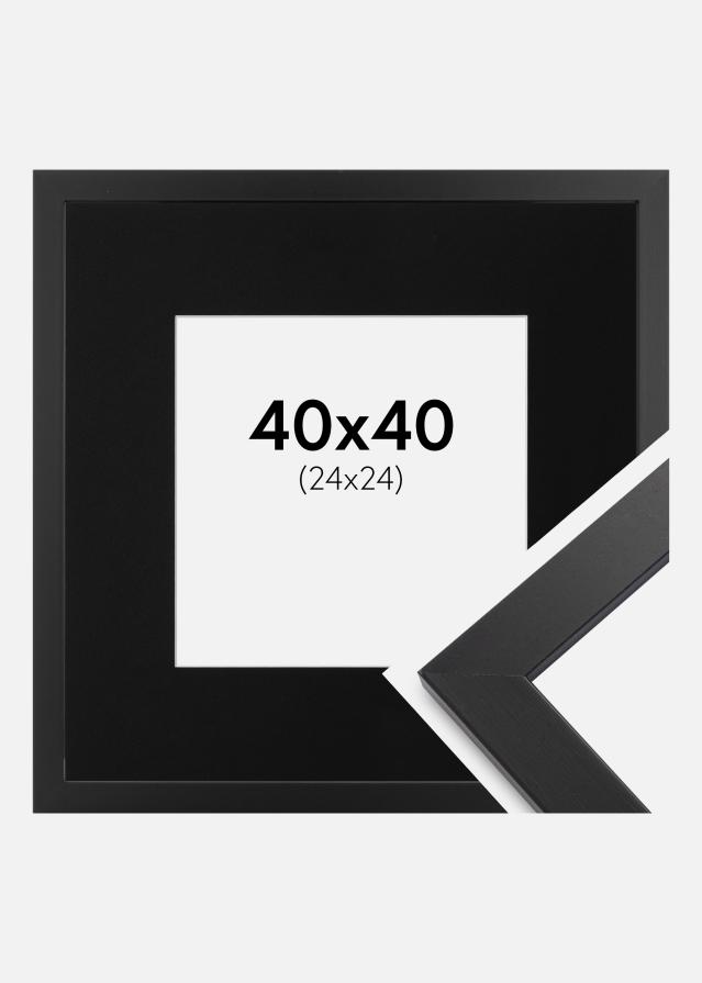 Cadre Black Wood 40x40 cm - Passe-partout Noir 25x25 cm