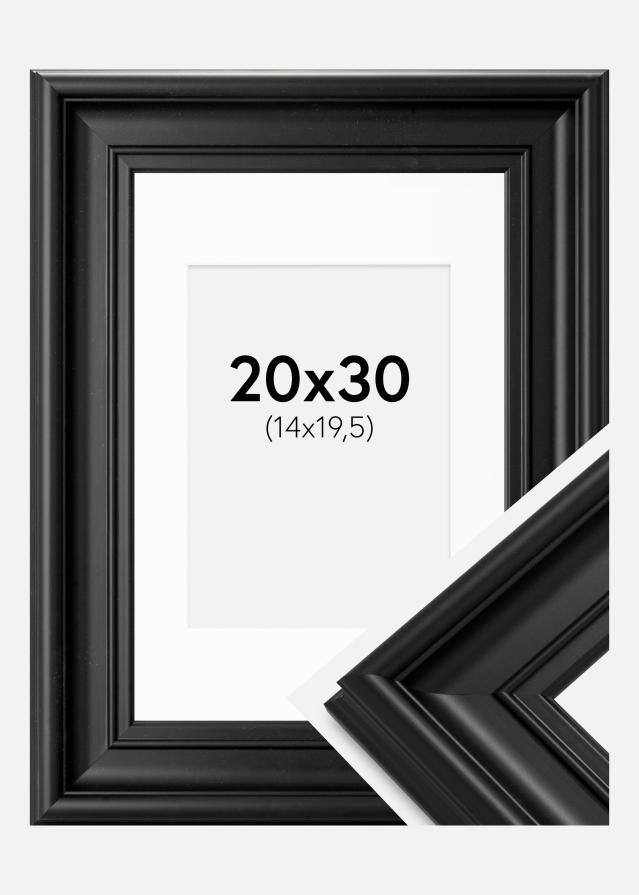 Cadre Mora Premium Noir 20x30 cm - Passe-partout Blanc 15x21 cm (A5)