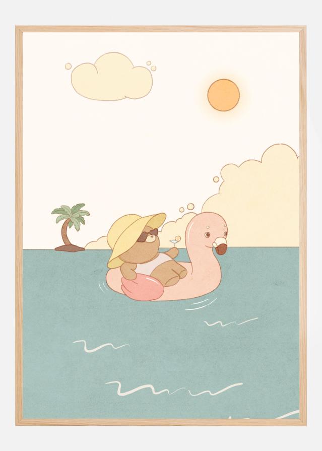 Bear On Summer Beach Poster