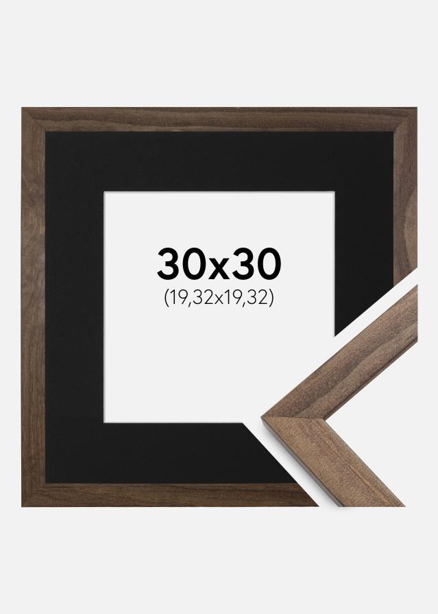 Cadre Stilren Noyer 30x30 cm - Passe-partout Noir 8x8 pouces (20,32x20,32 cm)