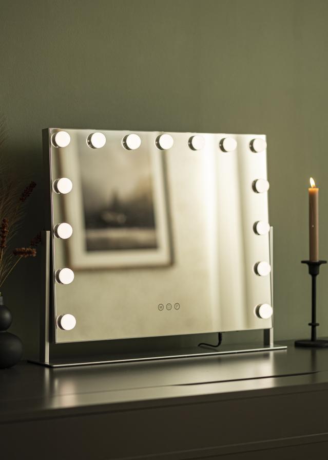 KAILA Miroir de maquillage Soft Corner LED Argent 60x52 cm