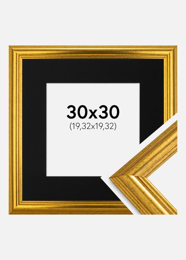 Cadre Västkusten Or 30x30 cm - Passe-partout Noir 8x8 pouces