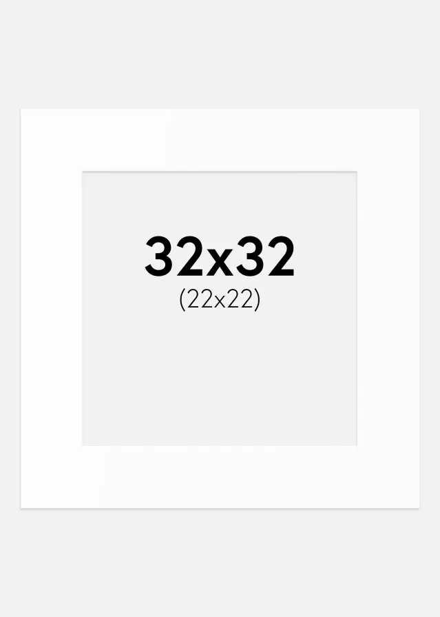 Passe-partout Blanc Standard (noyau blanc) 32x32 cm (22x22)