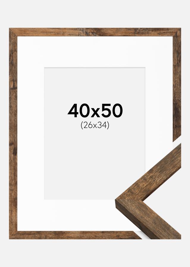 Cadre Fiorito Washed Oak 40x50 cm - Passe-partout Blanc 27x35 cm