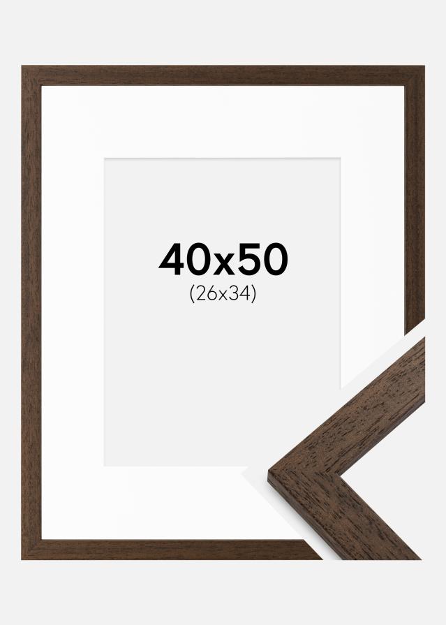 Cadre Brown Wood 40x50 cm - Passe-partout Blanc 27x35 cm