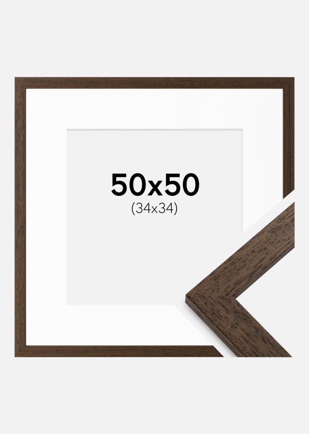 Cadre Brown Wood 50x50 cm - Passe-partout Blanc 35x35 cm