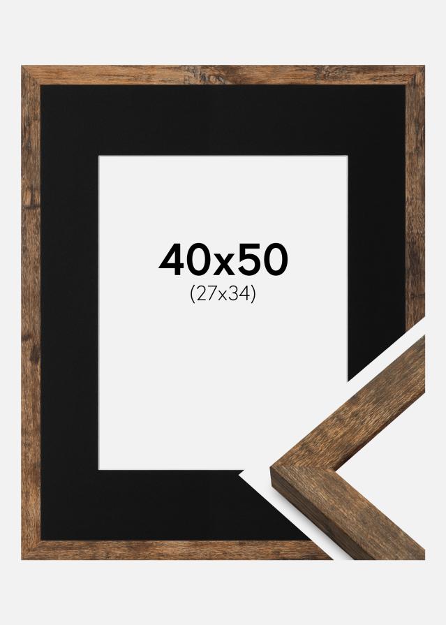 Cadre Fiorito Washed Oak 40x50 cm - Passe-partout Noir 28x35 cm