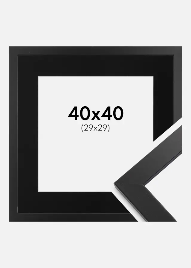 Cadre Black Wood 40x40 cm - Passe-partout Noir 30x30 cm