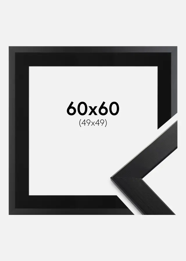 Cadre Trendline Noir 60x60 cm - Passe-partout Noir 50x50 cm