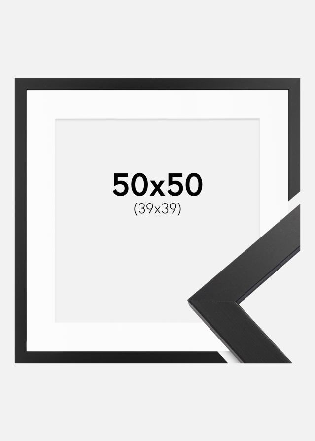 Cadre Black Wood 50x50 cm - Passe-partout Blanc 40x40 cm