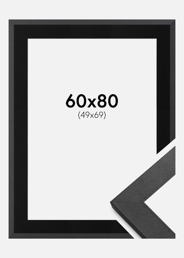 Cadre Graphite Wood 60x80 cm - Passe-partout Noir 50x70 cm