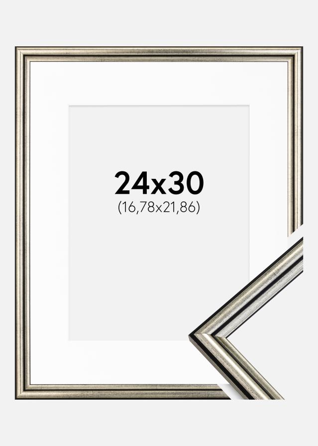 Cadre Horndal Argent 24x30 cm - Passe-partout Blanc 7x9 pouces