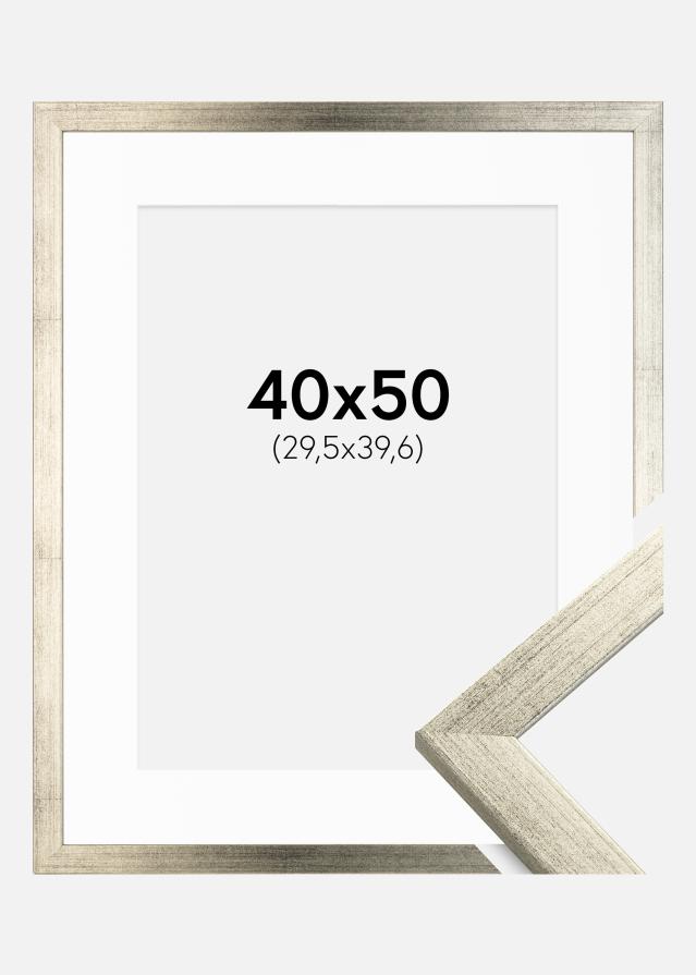 Cadre Stilren Argent 40x50 cm - Passe-partout Blanc 12x16 pouces