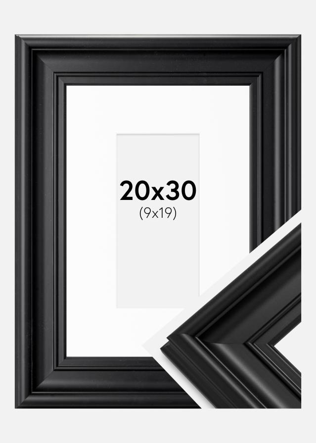 Cadre Mora Premium Noir 20x30 cm - Passe-partout Blanc 10x20 cm