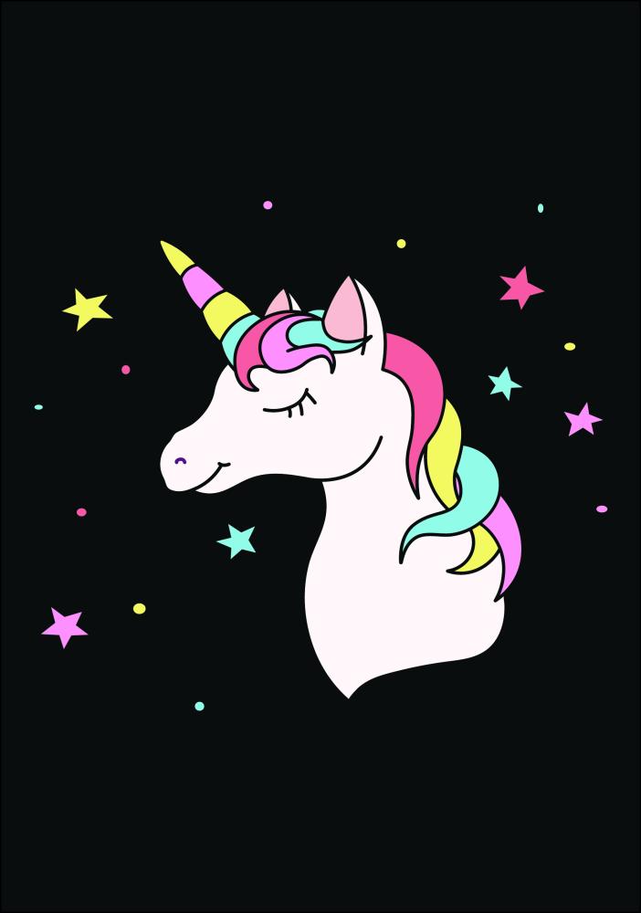 Unicorn Black Poster