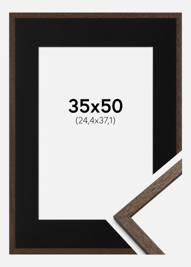 Cadre Edsbyn Noyer 35x50 cm - Passe-partout Noir 10x15 pouces