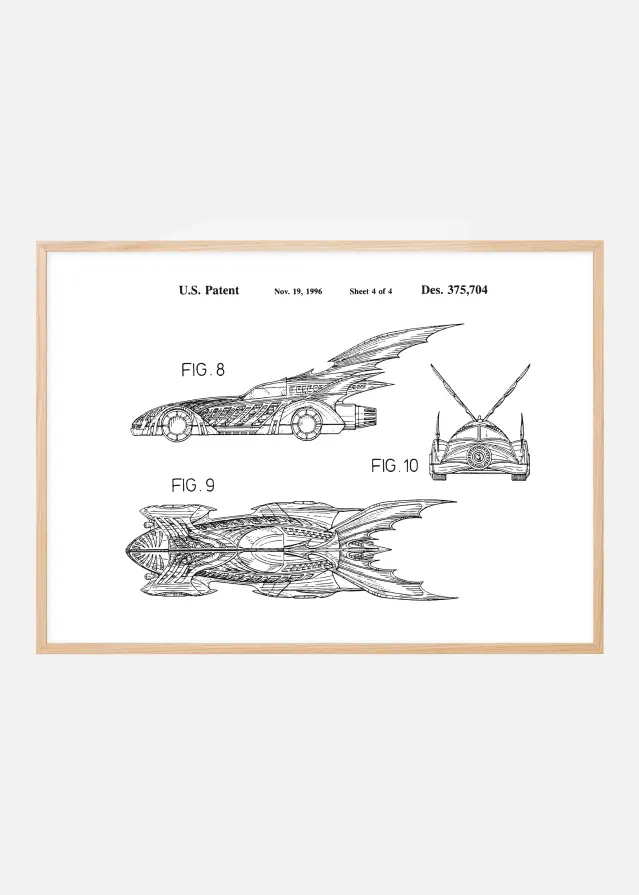 Dessin de brevet - Batman - Batmobile 1996 IIII Poster