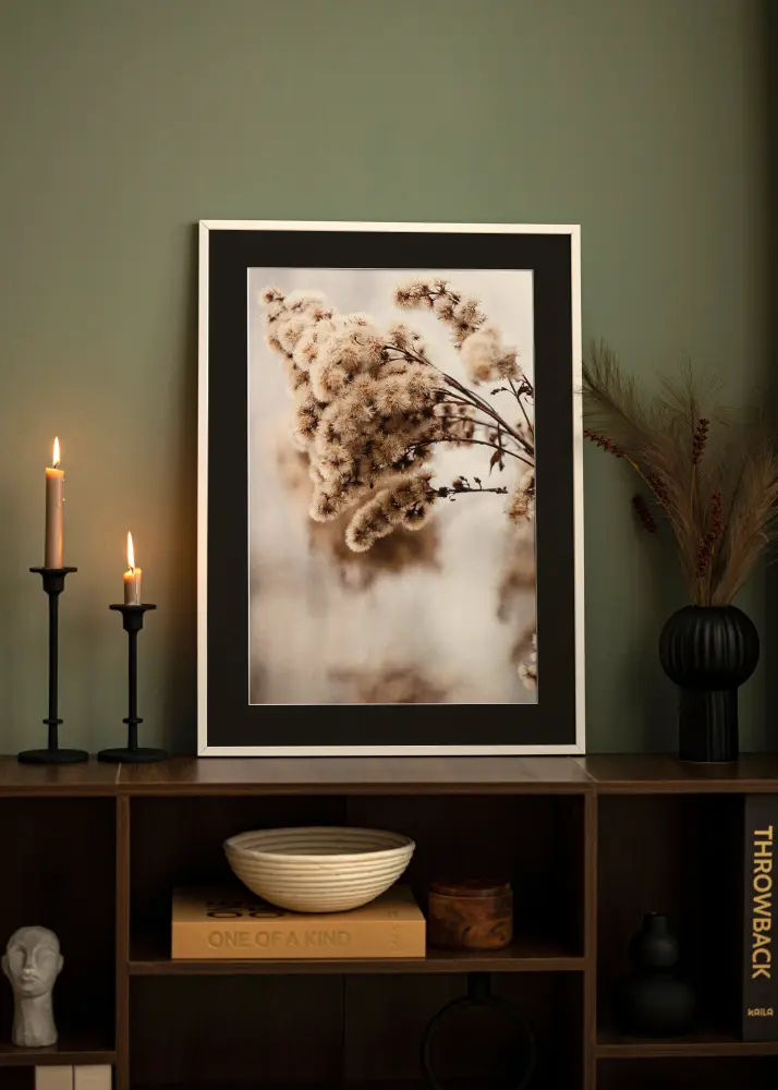 Cadre E-Line Blanc 40x50 cm - Passe-partout Noir 30x40 cm