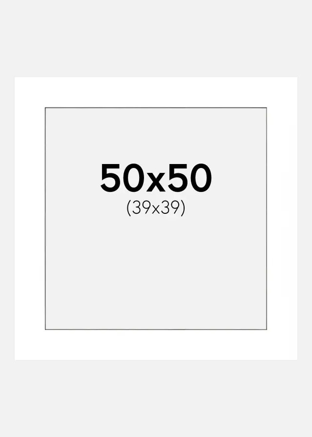Passe-partout Blanc (noyau noir) 50x50 cm (39x39 cm)