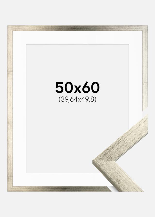 Cadre Stilren Argent 50x60 cm - Passe-partout Blanc 16x20 pouces