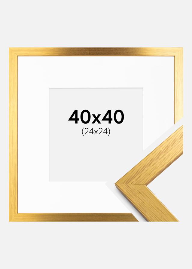 Cadre Gold Wood 40x40 cm - Passe-partout Blanc 25x25 cm