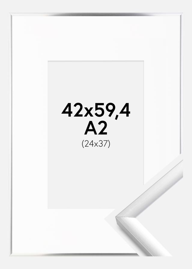 Cadre New Lifestyle Argent 42x59,4 cm (A2) - Passe-partout Blanc 25x38 cm