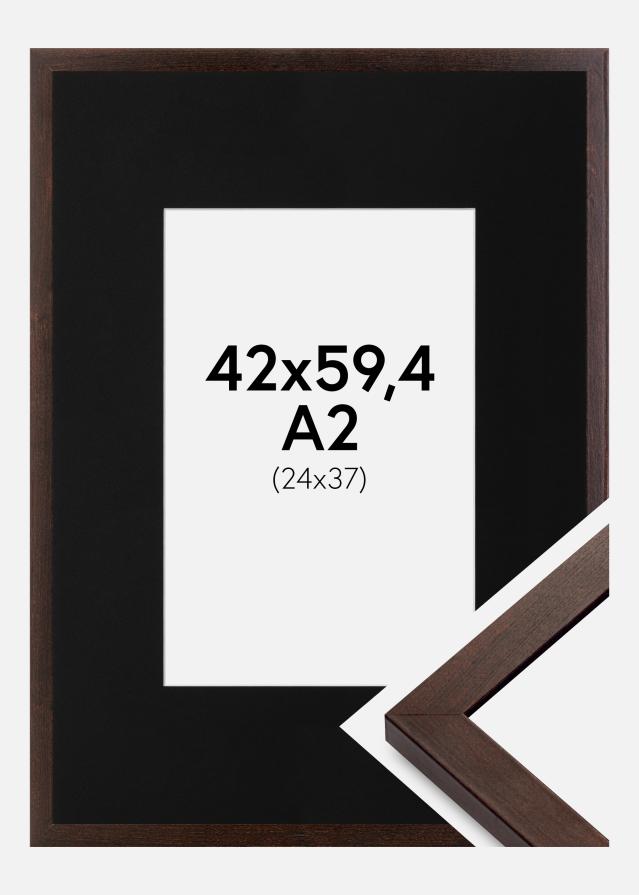 Cadre Selection Noyer 42x59,4 cm (A2) - Passe-partout Noir 25x38 cm