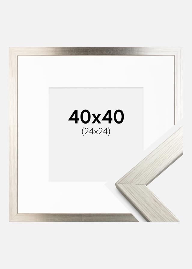 Cadre Silver Wood 40x40 cm - Passe-partout Blanc 25x25 cm