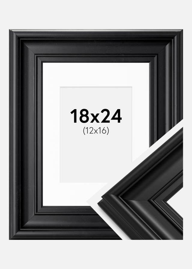 Cadre Mora Premium Noir 18x24 cm - Passe-partout Blanc 13x17 cm