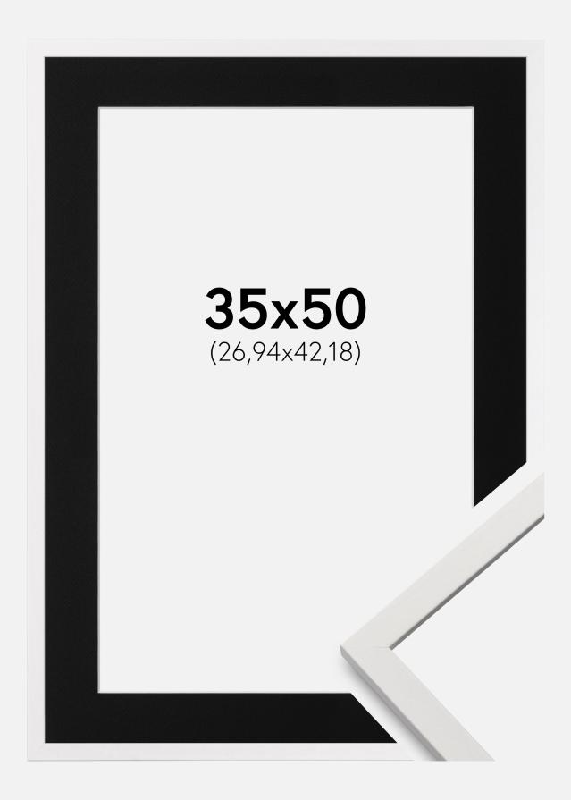 Cadre Edsbyn Blanc 35x50 cm - Passe-partout Noir 11x17 pouces (27,94x43,18 cm)