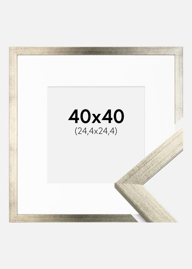 Cadre Stilren Argent 40x40 cm - Passe-partout Blanc 10x10 pouces