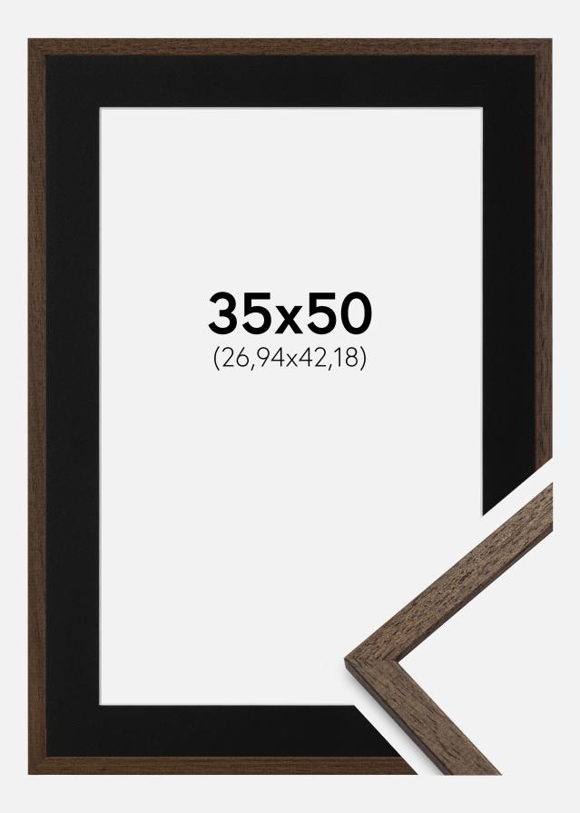 Cadre Edsbyn Noyer 35x50 cm - Passe-partout Noir 11x17 pouces