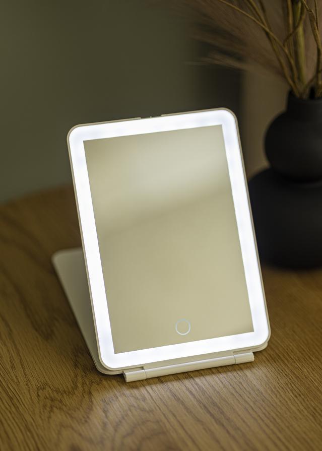 KAILA Miroir de maquillage Travel LED Rechargeable Blanc 14x20 cm