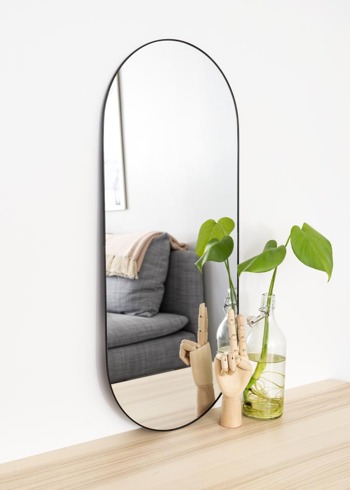 Oval Mirror Jersey - Thin Black 35x80 cm