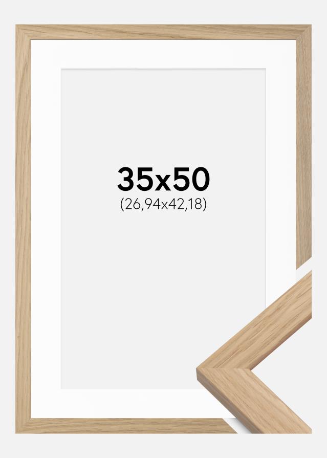 Cadre Oak Wood 35x50 cm - Passe-partout Blanc 11x17 pouces