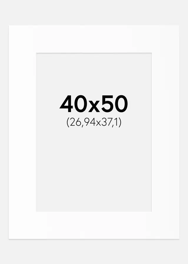 Passe-partout Blanc Standard (noyau blanc) 40x50 cm (26,94x37,1)