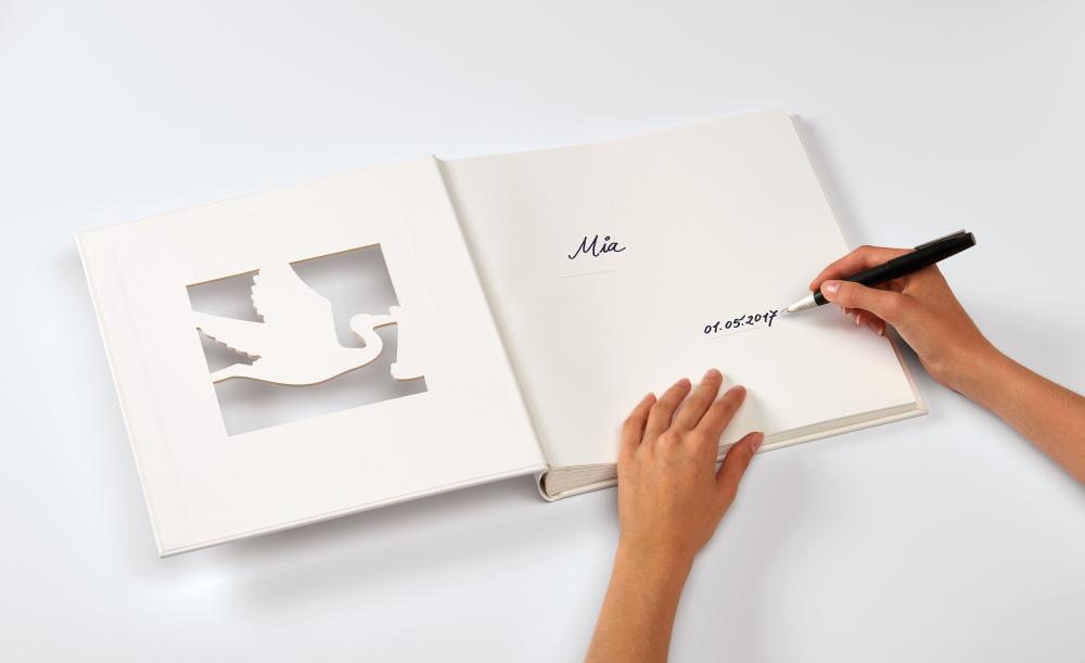 Cicogna Album bébé Blanc - 28x30,5 cm (50 pages blanches / 25 feuilles)