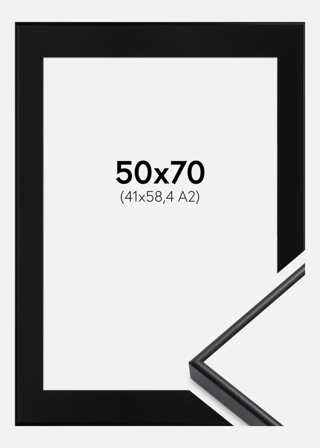 Cadre Visby Blanc 50x70 cm - Passe-partout Noir 42x59,4 cm (A2)