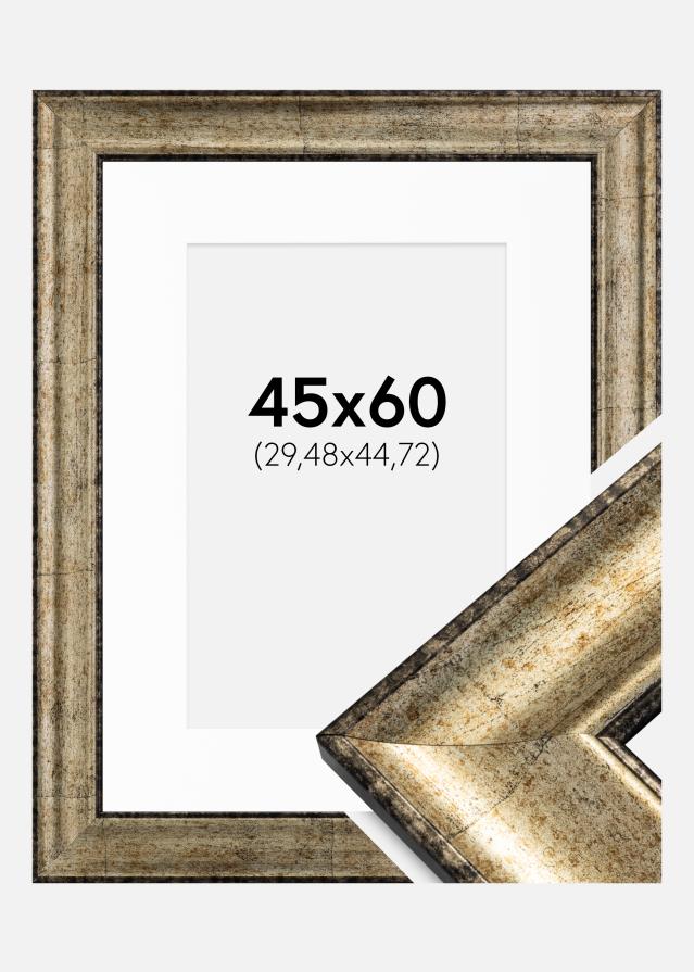 Cadre Saltsjöbaden Or antique 45x60 cm - Passe-partout Blanc 12x18 pouces
