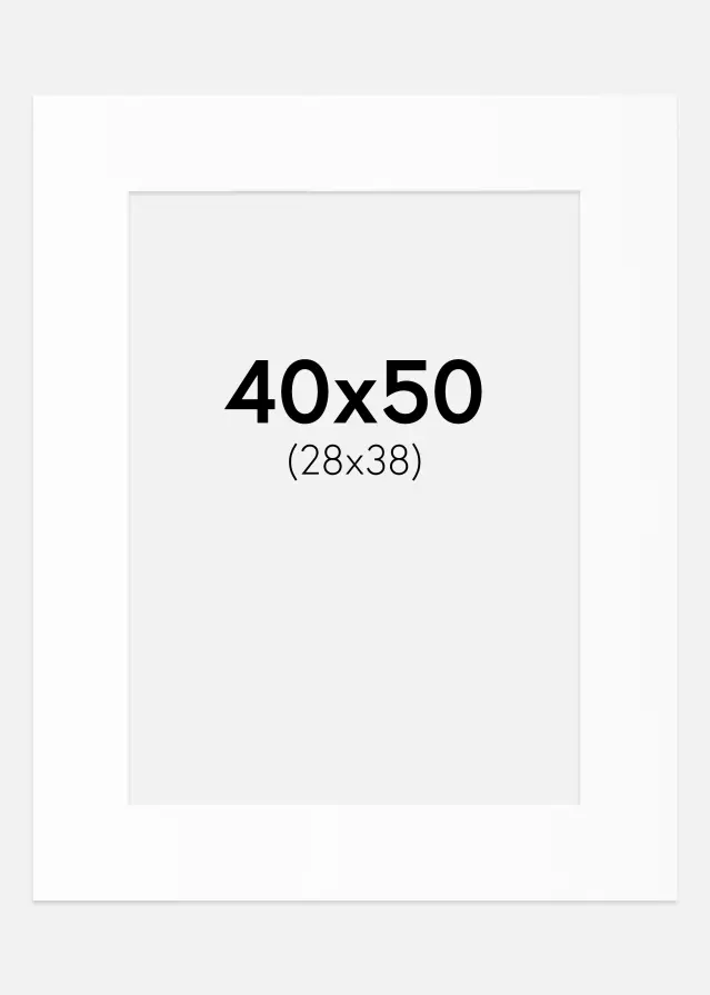 Passe-partout Blanc Standard (noyau blanc) 40x50 cm (28x38)