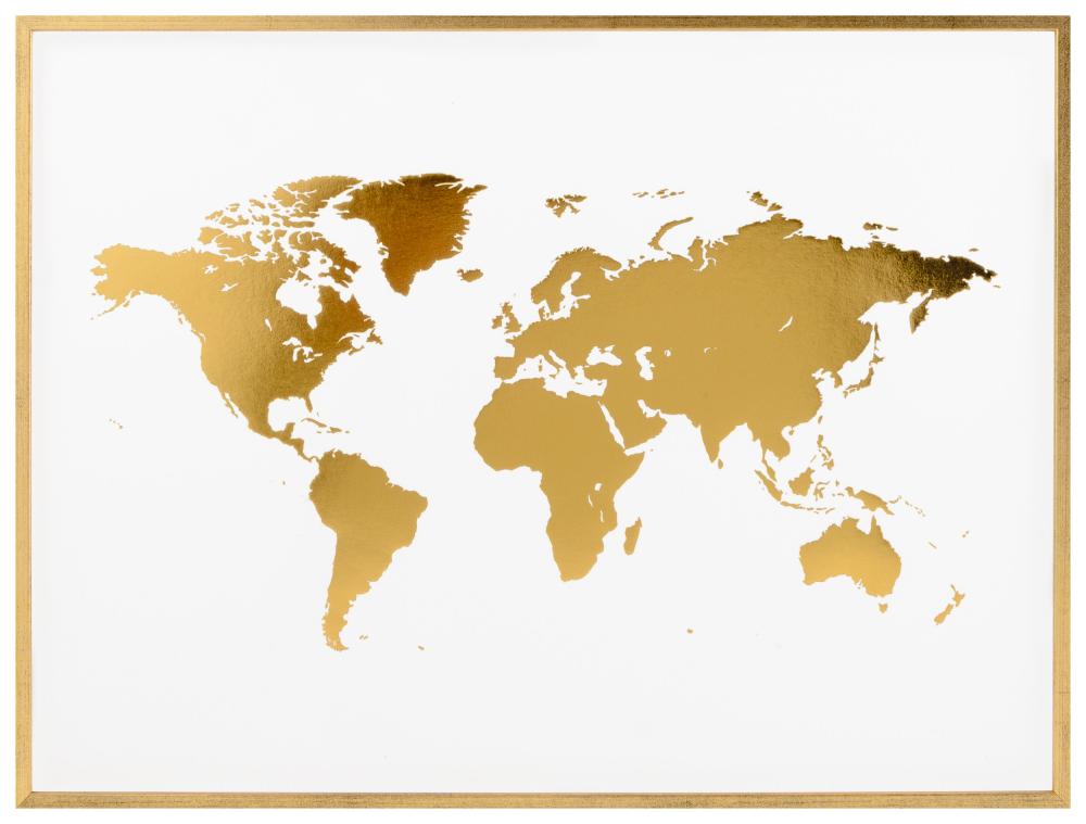 Carte du monde Feuille d'or Poster