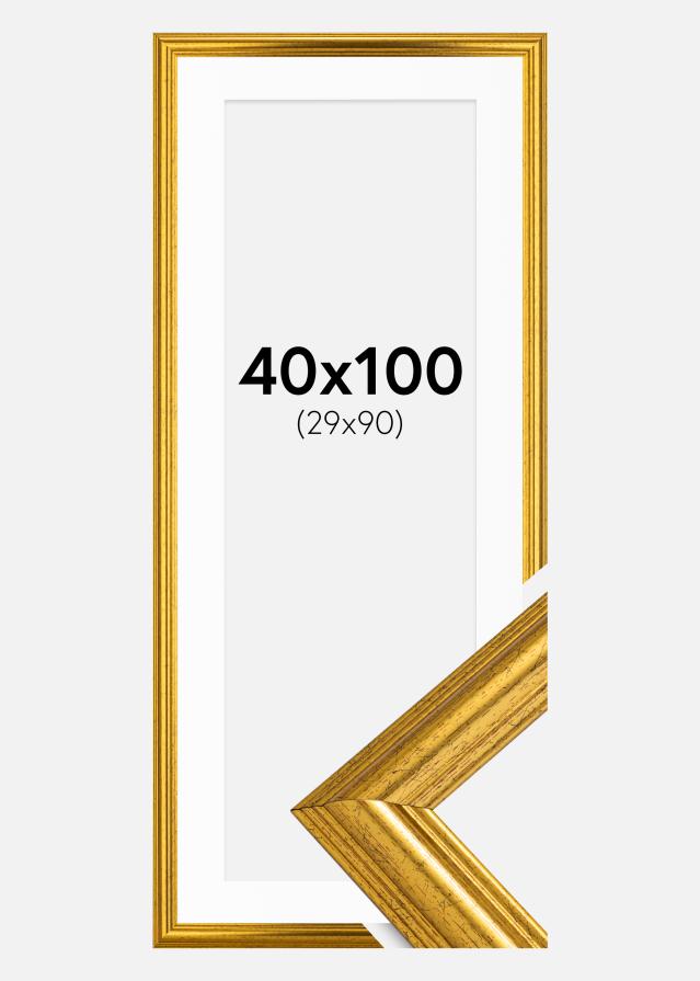 Cadre Västkusten Or 40x100 cm - Passe-partout Blanc 30x91 cm