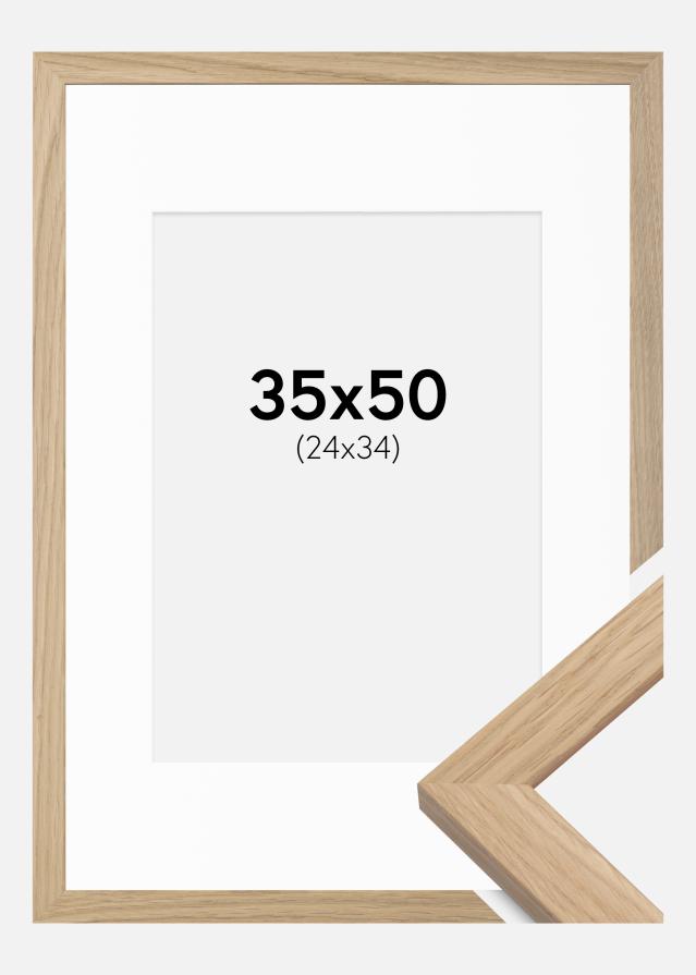 Cadre Oak Wood 35x50 cm - Passe-partout Blanc 25x35 cm