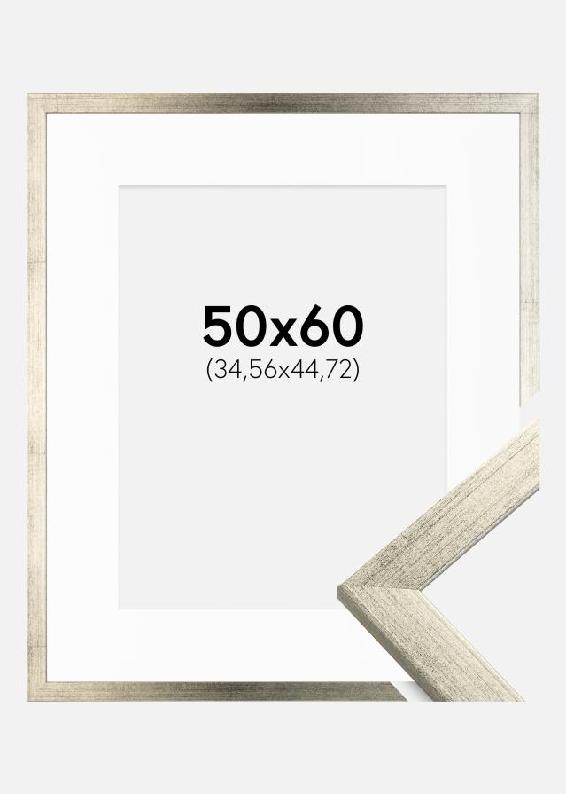 Cadre Stilren Argent 50x60 cm - Passe-partout Blanc 14x18 pouces