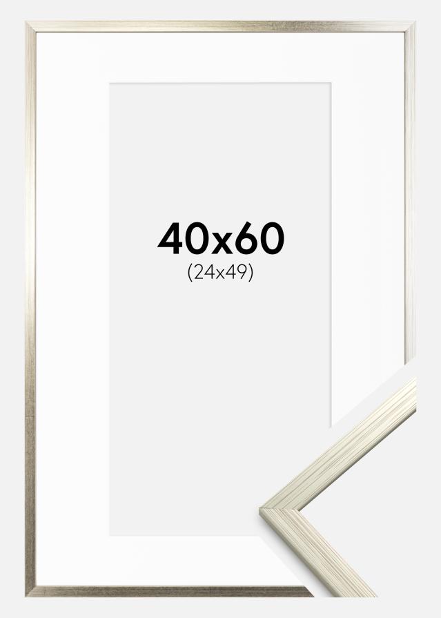 Cadre Edsbyn Argent 40x60 cm - Passe-partout Blanc 25x50 cm