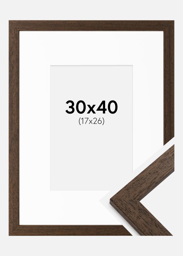 Cadre Brown Wood 30x40 cm - Passe-partout Blanc 18x27 cm