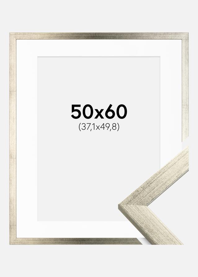 Cadre Stilren Argent 50x60 cm - Passe-partout Blanc 15x20 pouces