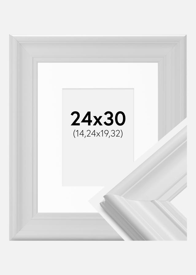 Cadre Mora Premium Blanc 24x30 cm - Passe-partout Blanc 6x8 inches